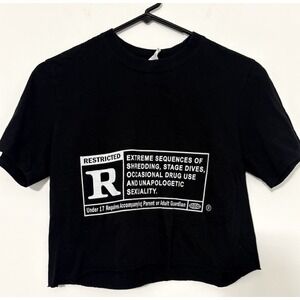 Crop Top Women's Rated R Summer Belt Size Small Black Top